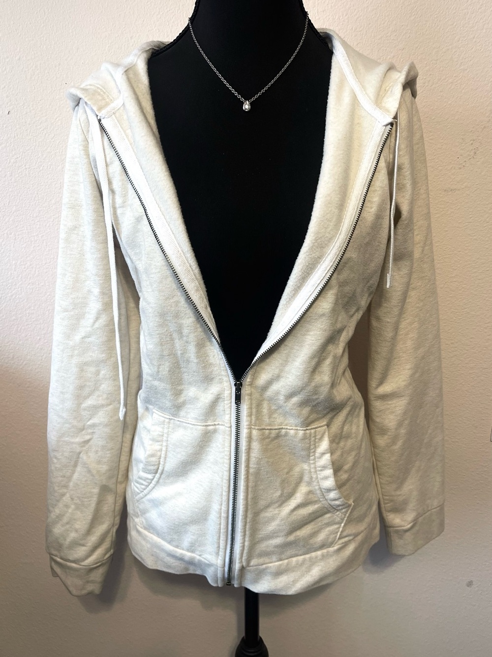 Eddie Bauer Cream Full-Zip Hooded Sweatshirt